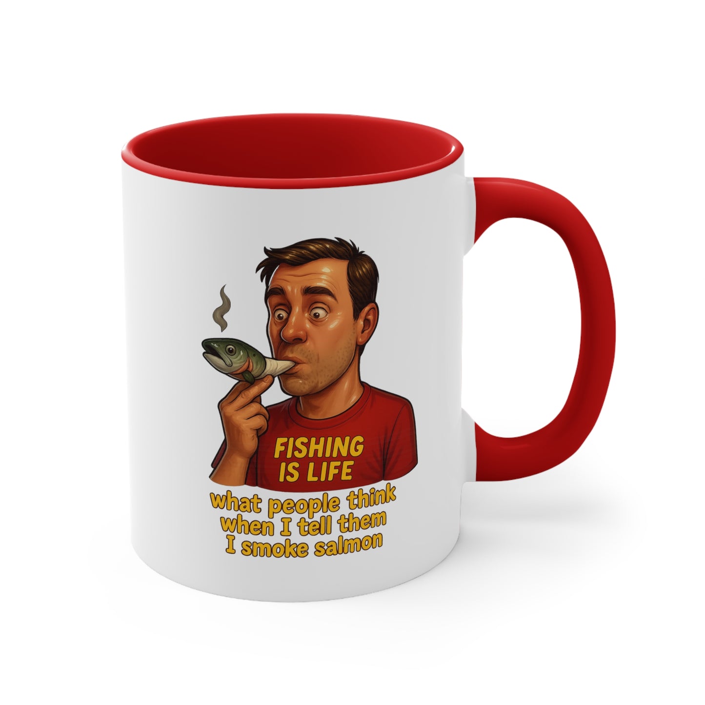 Dual Image Smoky Vice Accent Mugs, Fun Coffee Cup, Gift for Smokers, Kitchen Decor, Fishing Enthusiasts Mug, Quirky Drinkware Alaska Meme Series