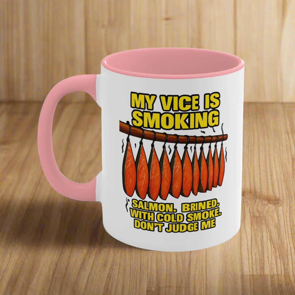 Dual Image Smoky Vice Accent Mugs, Fun Coffee Cup, Gift for Smokers, Kitchen Decor, Fishing Enthusiasts Mug, Quirky Drinkware Alaska Meme Series