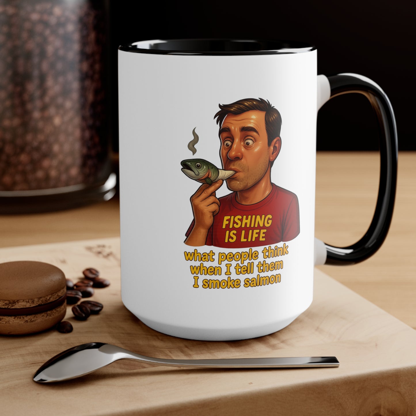 Dual Image Smoky Vice Accent Mugs, Fun Coffee Cup, Gift for Smokers, Kitchen Decor, Fishing Enthusiasts Mug, Quirky Drinkware Alaska Meme Series