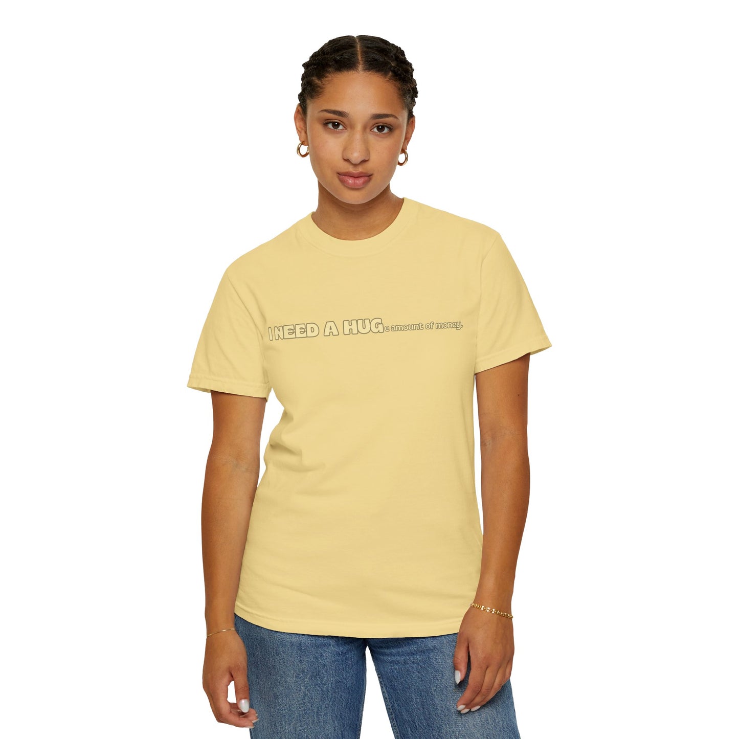 Hugs & Money, Funny T-shirt for adults, Sarcastic Graphic Tee, Perfect Gift for Hustlers & Introverts, Feel Good Tee