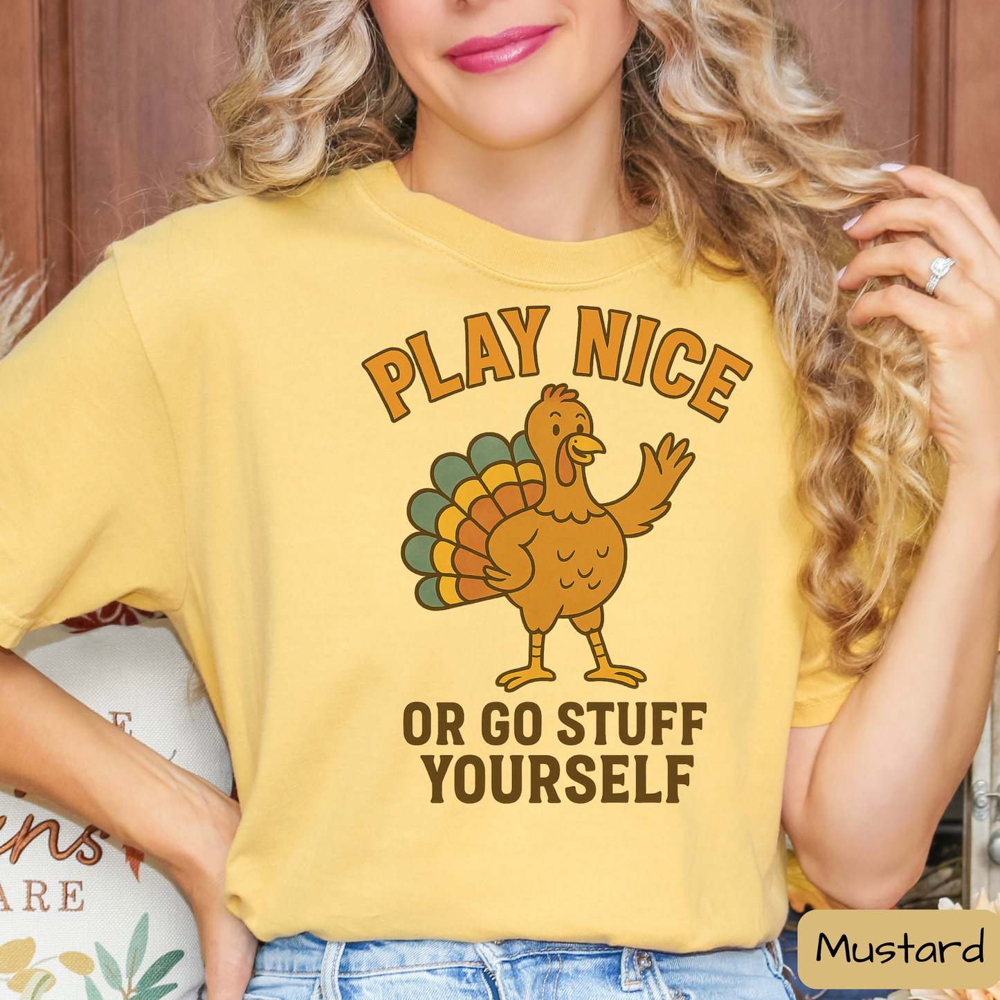 Play Nice Or Go Stuff Yourself Shirt – Funny Thanksgiving Tee for Adults, Trending T-Shirt