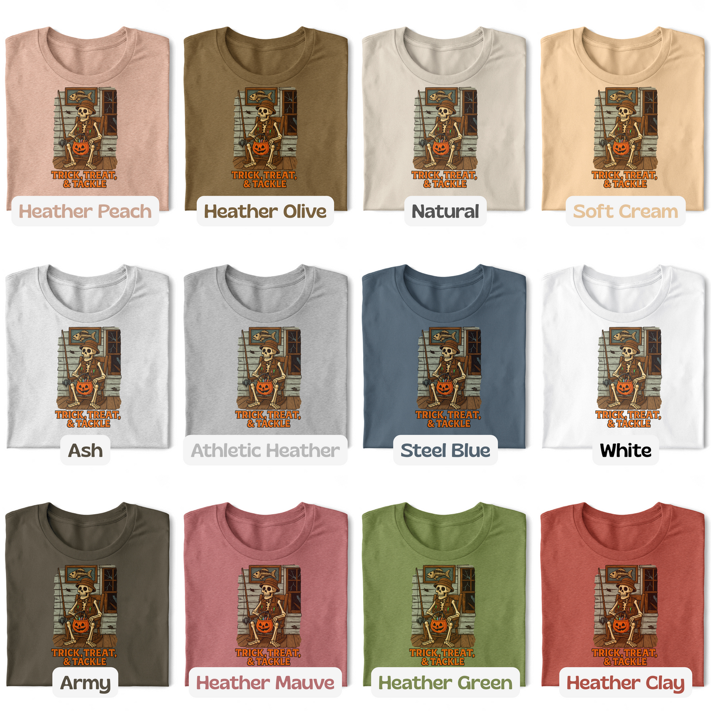 Funny Halloween Fishing T-Shirt - Trick, Treat & Tackle Tee for Anglers, Captains & Spooky Season Lovers, Halloween Gift