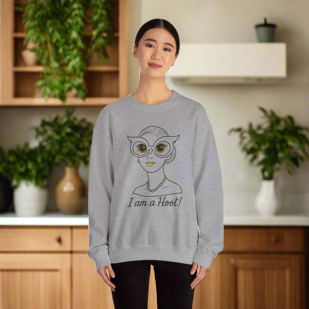 I Am a Hoot Sweatshirt | Funny Retro Owl Glasses Crewneck | Quirky Gift for Book Lovers, Teachers, Friends Feel Good