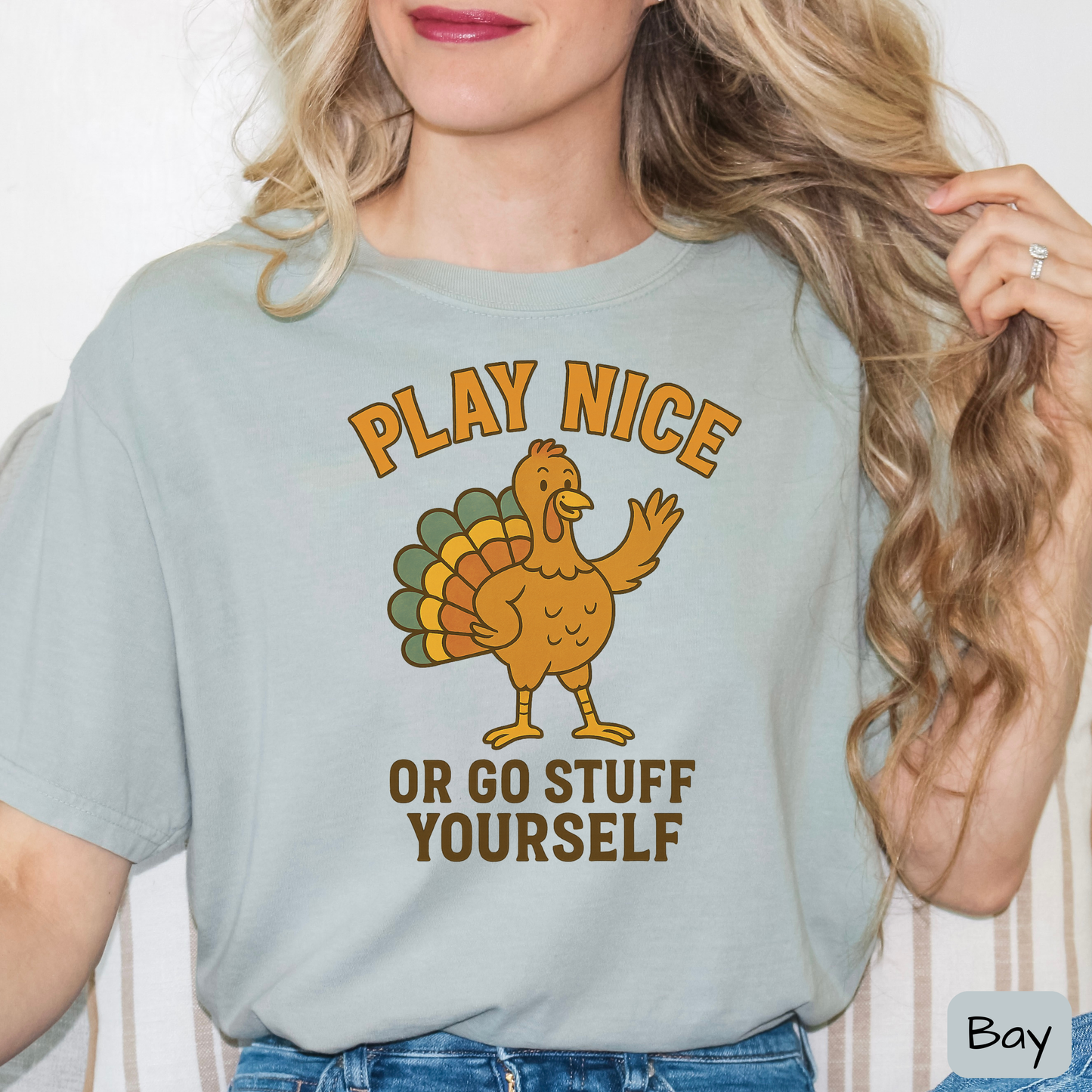 Play Nice Or Go Stuff Yourself Shirt – Funny Thanksgiving Tee for Adults, Trending T-Shirt