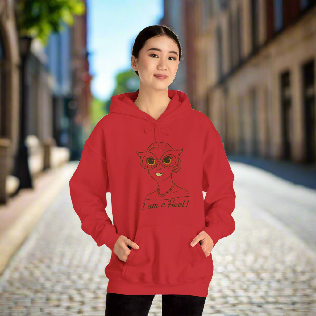 I Am a Hoot Hoodie | Funny Retro Owl Glasses Sweatshirt | Cozy Graphic Hoodie for Book Lovers and Teachers Feel Good