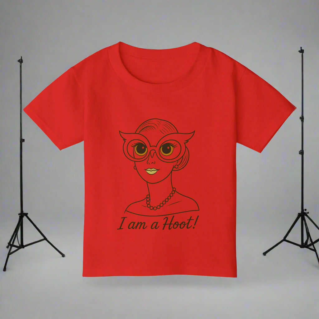 I Am a Hoot Kids Shirt | Funny Owl Glasses Youth Tee | Cute Retro Graphic Shirt for Book Lovers and Little Readers Feel Good