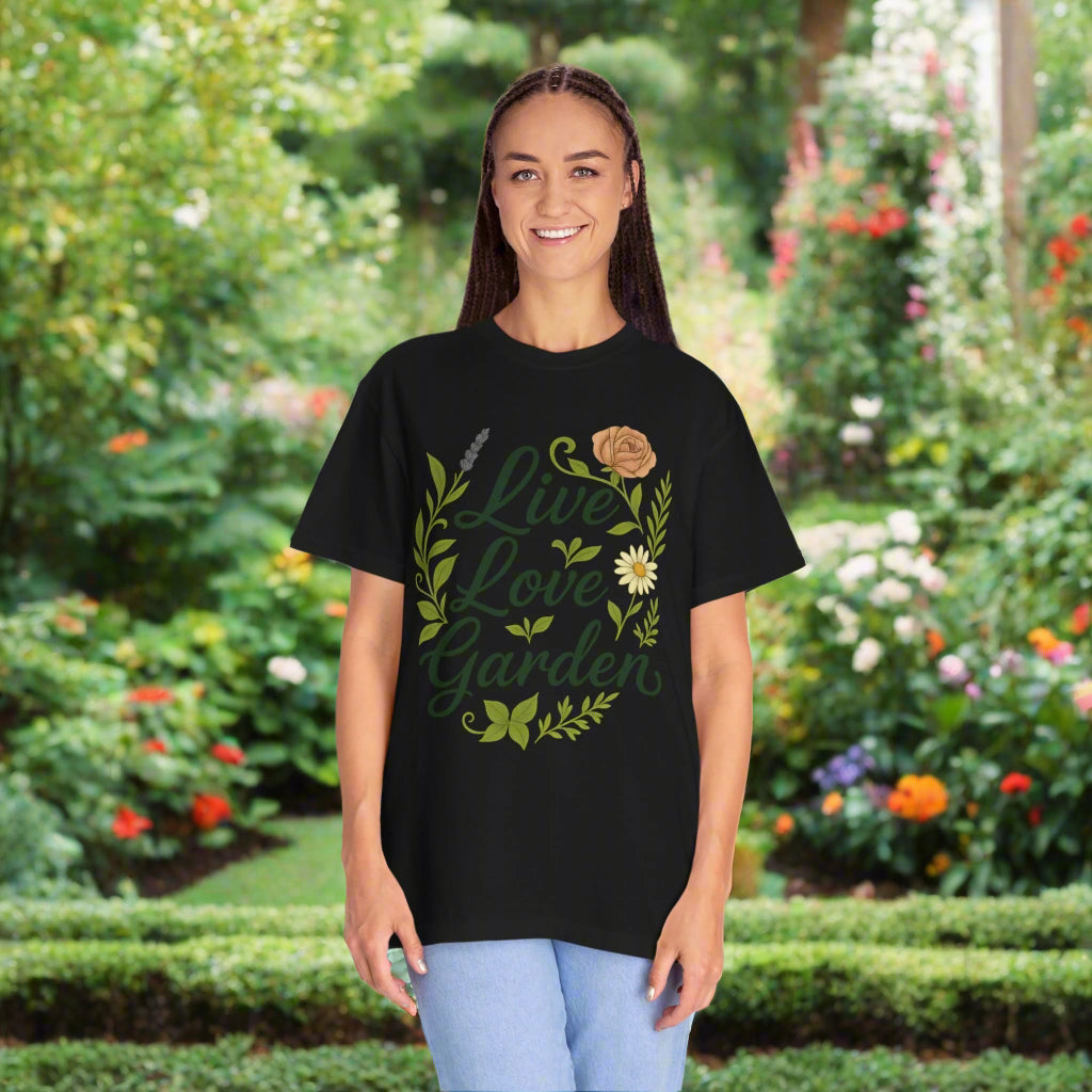 Live Love Garden Shirt | Cute Gardening Tee for Plant Lovers | Flower and Herb Graphic T-Shirt, Gardening Gift for Women, Feel Good