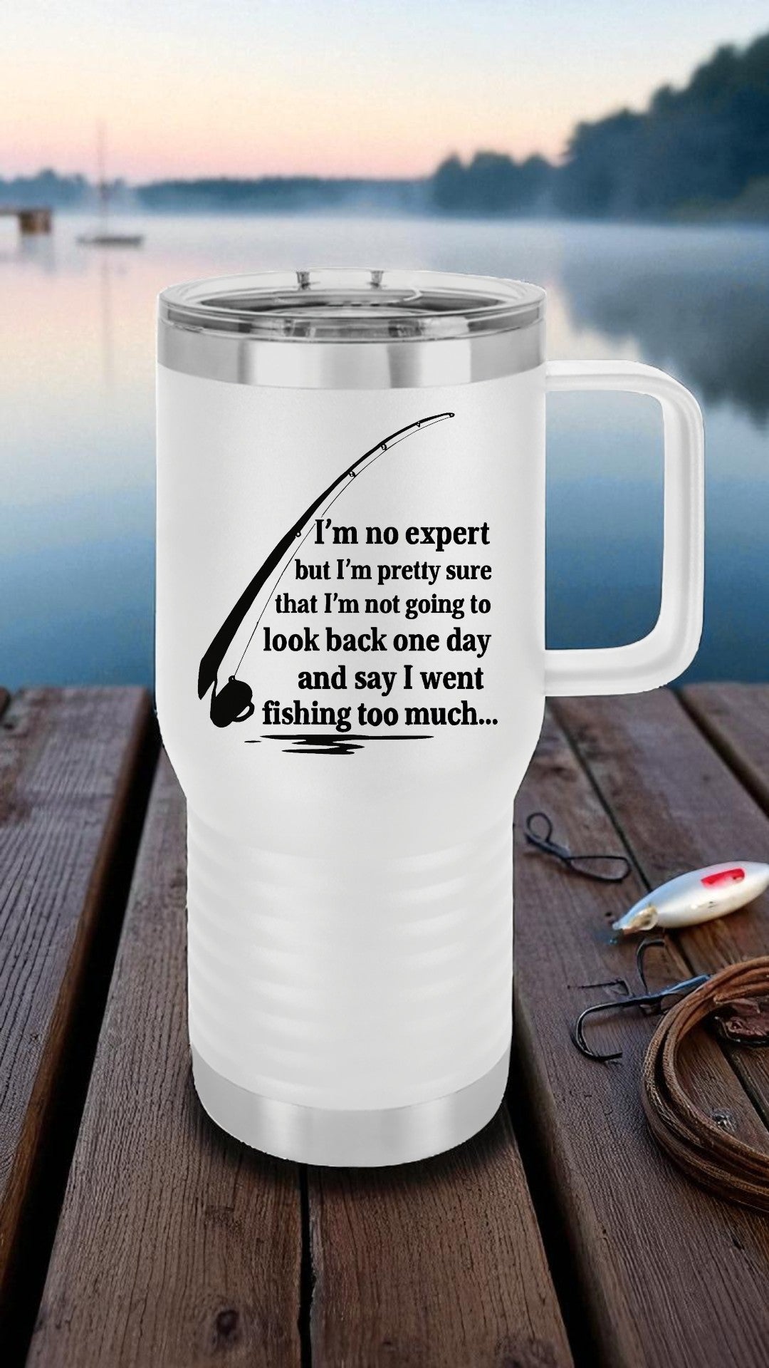 Fishing Travel Mug - 20oz, Outdoor Coffee Cup, Fisherman Gift, Portable Insulated Mug, Adventure Travel Tumbler Fishing is Life