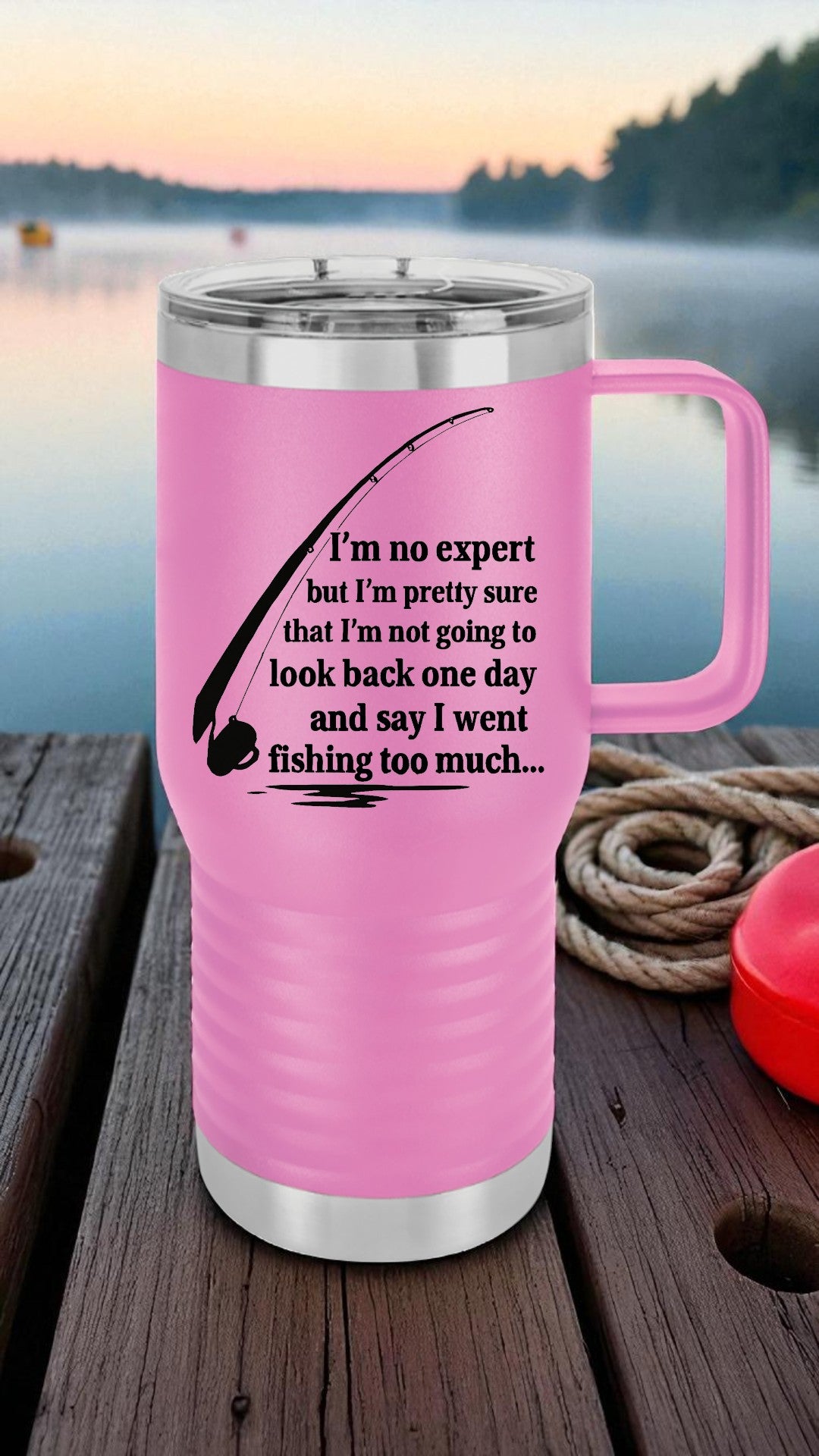 Fishing Travel Mug - 20oz, Outdoor Coffee Cup, Fisherman Gift, Portable Insulated Mug, Adventure Travel Tumbler Fishing is Life