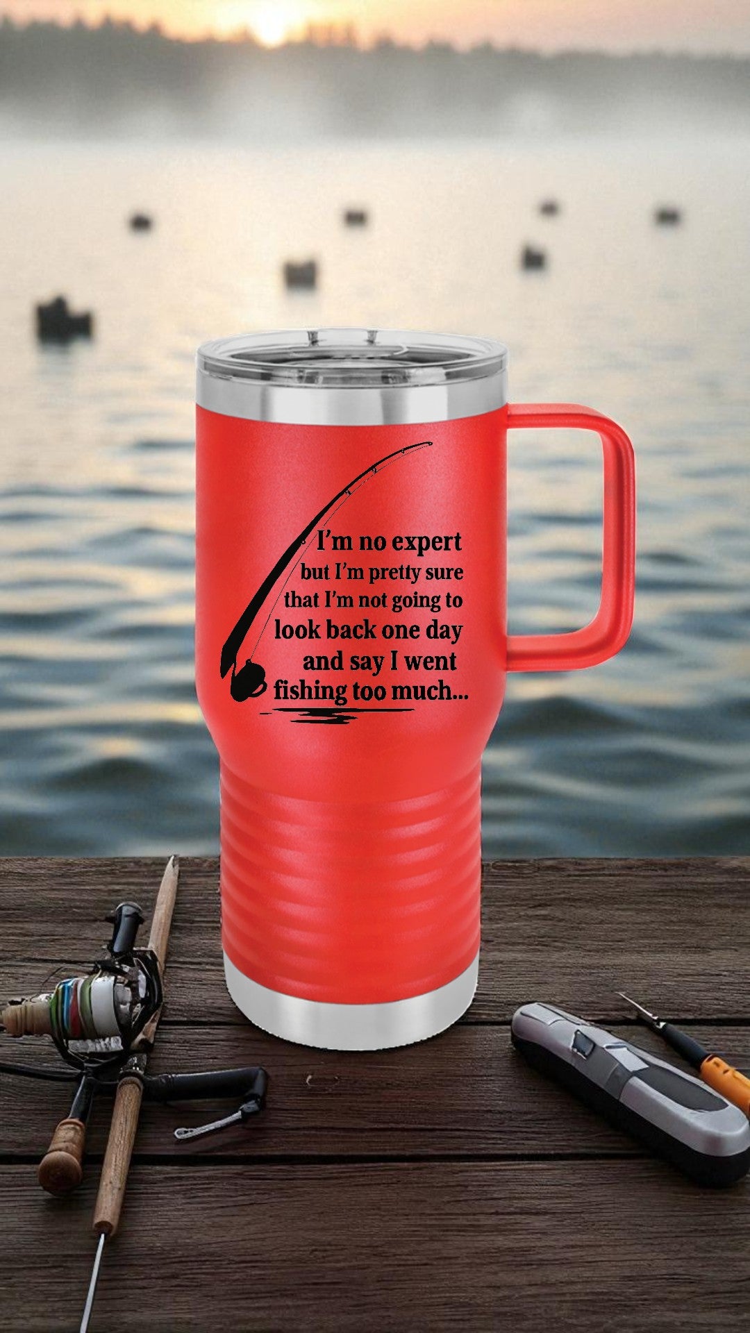 Fishing Travel Mug - 20oz, Outdoor Coffee Cup, Fisherman Gift, Portable Insulated Mug, Adventure Travel Tumbler Fishing is Life