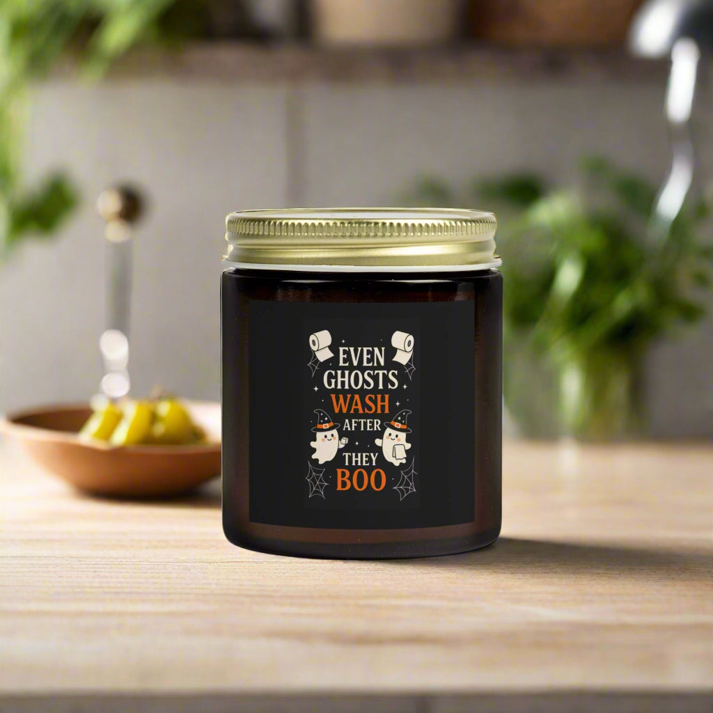 Even Ghosts Wash After They Boo Halloween Candle, Funny Bathroom Candle, Spooky Cute Ghost Decor, Toilet Humor, Gift, Spooky Smelly Fun