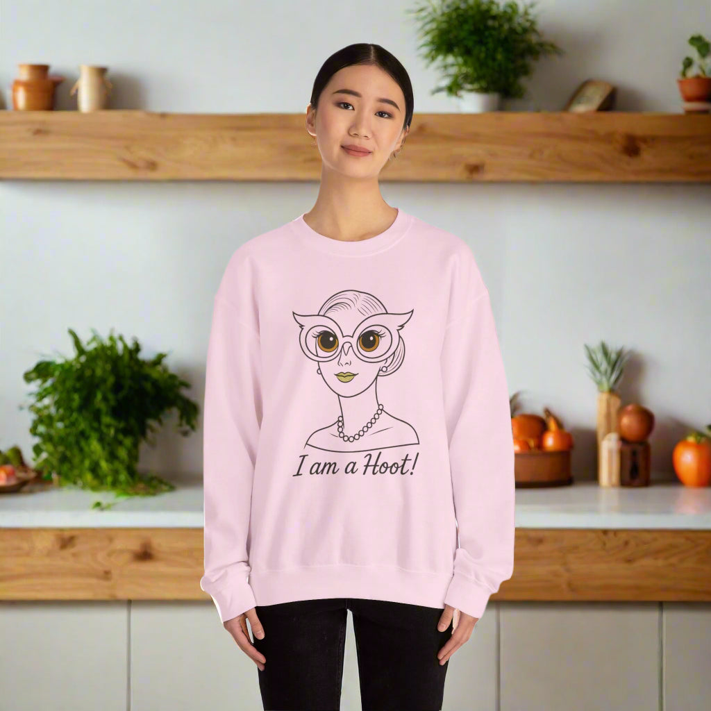 I Am a Hoot Sweatshirt | Funny Retro Owl Glasses Crewneck | Quirky Gift for Book Lovers, Teachers, Friends Feel Good