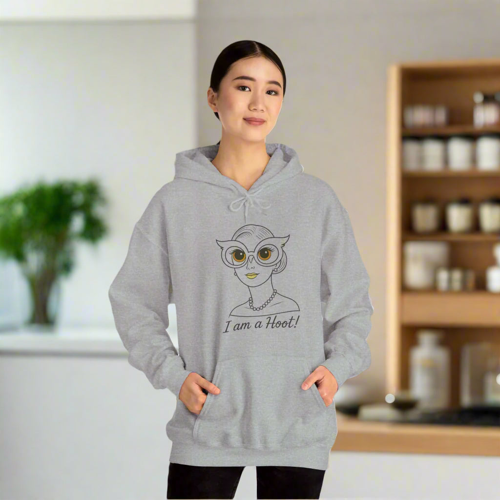 I Am a Hoot Hoodie | Funny Retro Owl Glasses Sweatshirt | Cozy Graphic Hoodie for Book Lovers and Teachers Feel Good