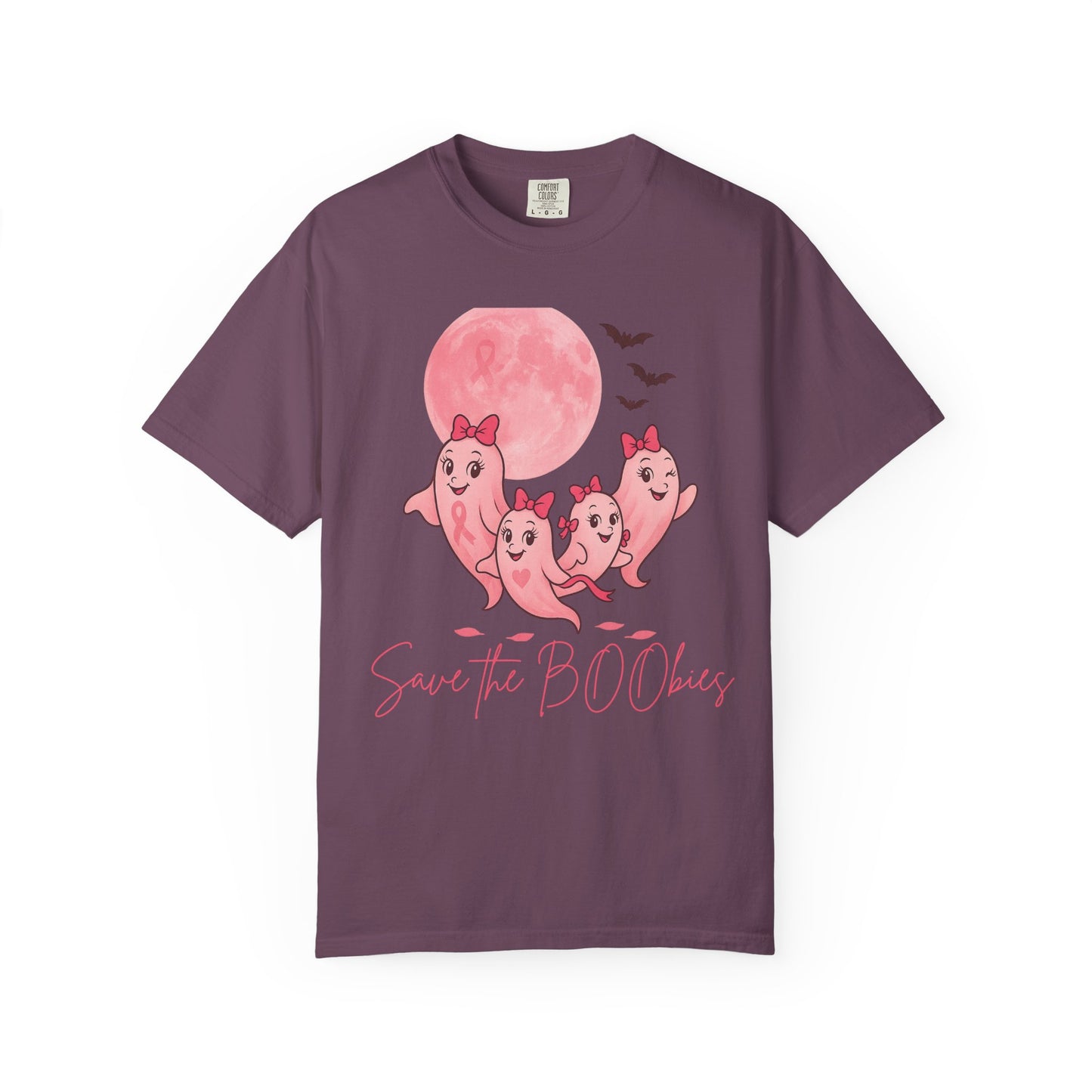 Save the BOObies Ghost Tee for Halloween, Funny Breast Cancer Awareness Shirt, Pink Ribbon, Halloween Vibes, Cancer Support Shirt
