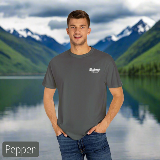 Kachemak Originals Comfort Colors Minimalist Fishing Tee – AK Inspired Cotton Shirt for Outdoor Lifestyle, Gift For Him - KO Select