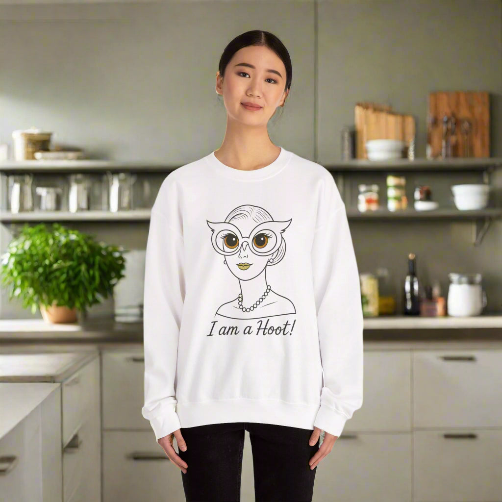 I Am a Hoot Sweatshirt | Funny Retro Owl Glasses Crewneck | Quirky Gift for Book Lovers, Teachers, Friends Feel Good