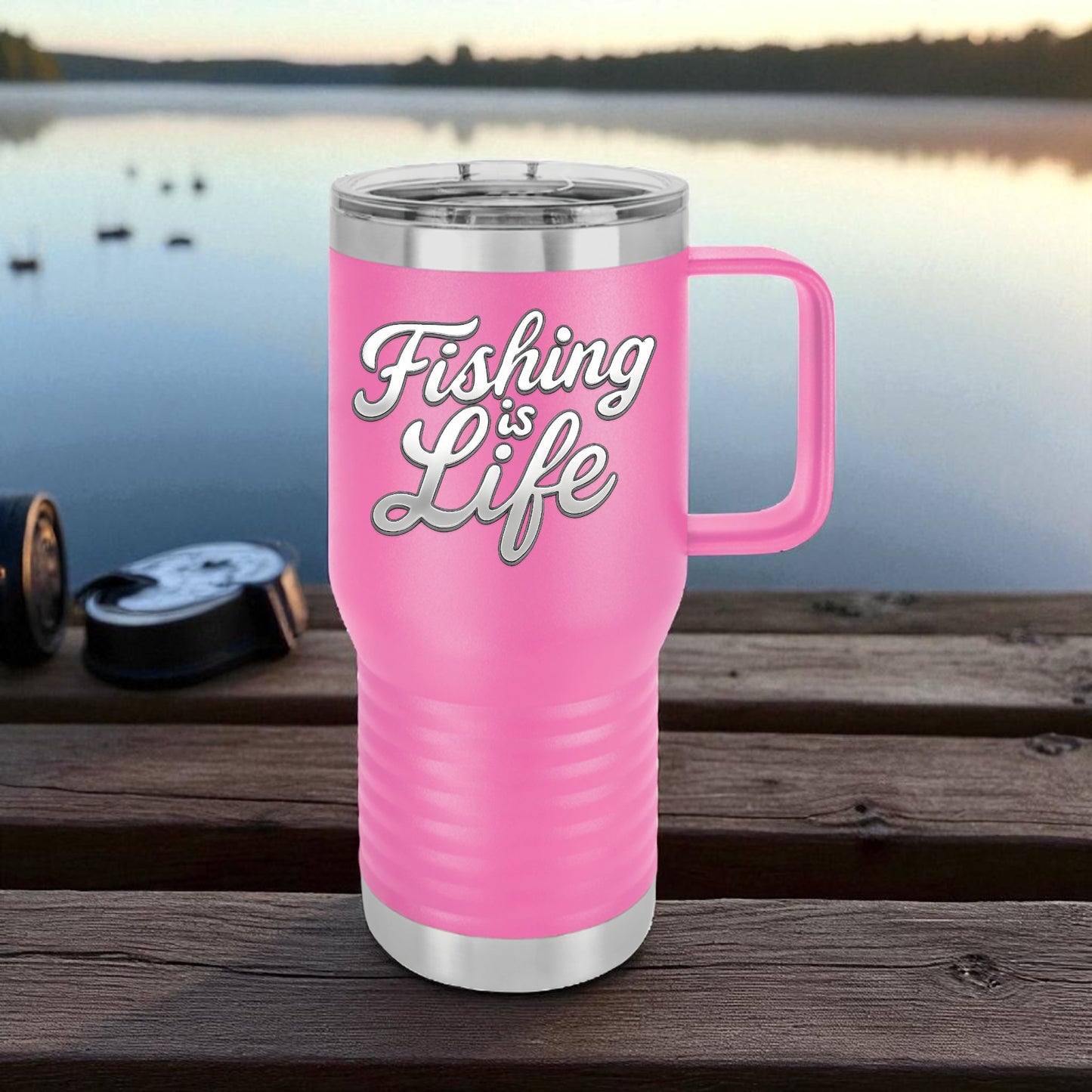 Fishing is Life Travel Mug | Adventure Cup for Fishermen, Outdoor Drinkware, Gift for Dad, Camping, Fishing Lover