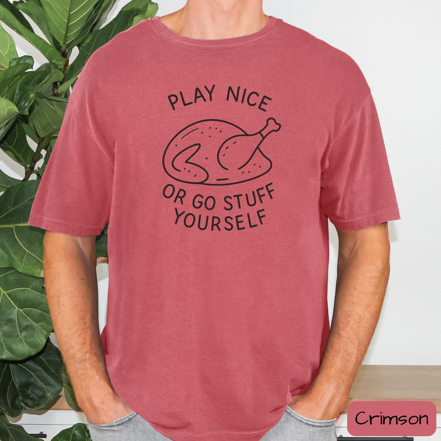 Play Nice or Go Stuff Yourself Shirt, Funny Thanksgiving T-Shirt, Sarcastic Turkey Dinner Tee, Trending Tee