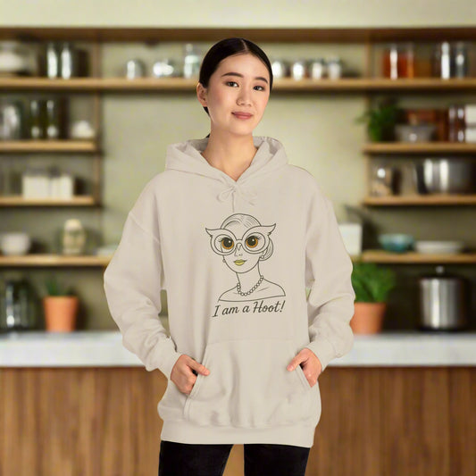 I Am a Hoot Hoodie | Funny Retro Owl Glasses Sweatshirt | Cozy Graphic Hoodie for Book Lovers and Teachers Feel Good