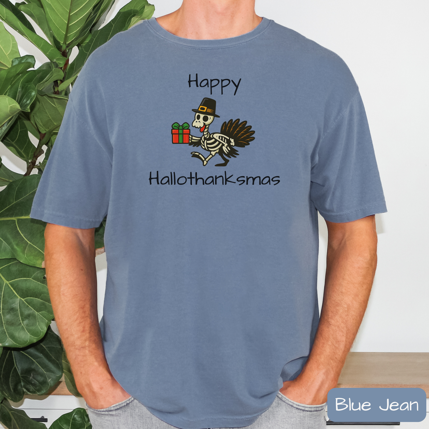 Happy Hallothanksmas Shirt: Funny Holiday Mashup Tee, Halloween, Thanksgiving, Christmas, Trending Tee