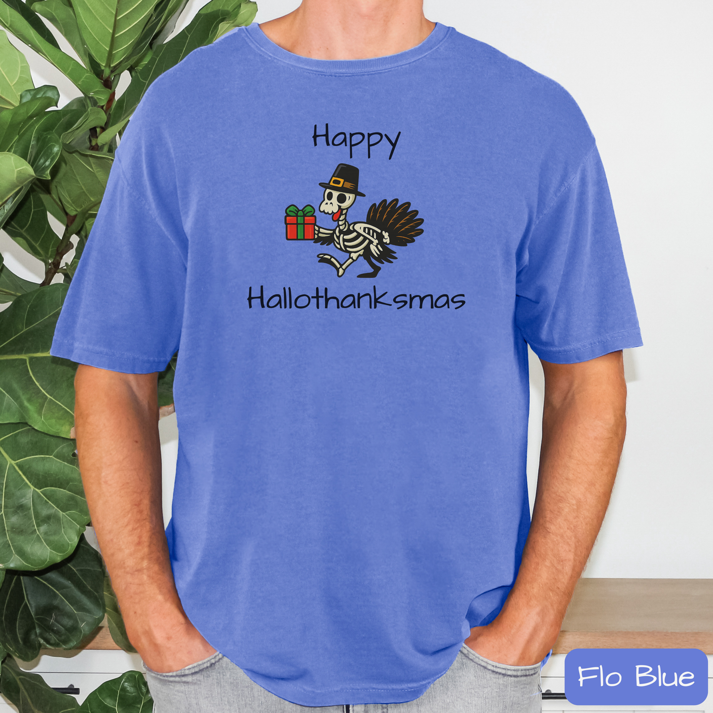 Happy Hallothanksmas Shirt: Funny Holiday Mashup Tee, Halloween, Thanksgiving, Christmas, Trending Tee