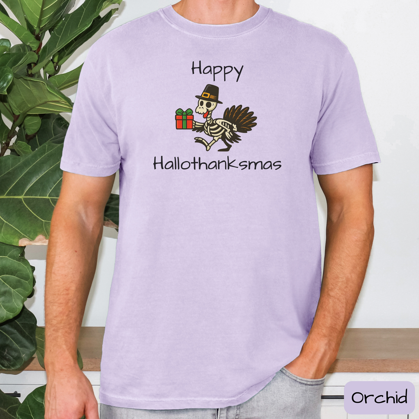 Happy Hallothanksmas Shirt: Funny Holiday Mashup Tee, Halloween, Thanksgiving, Christmas, Trending Tee