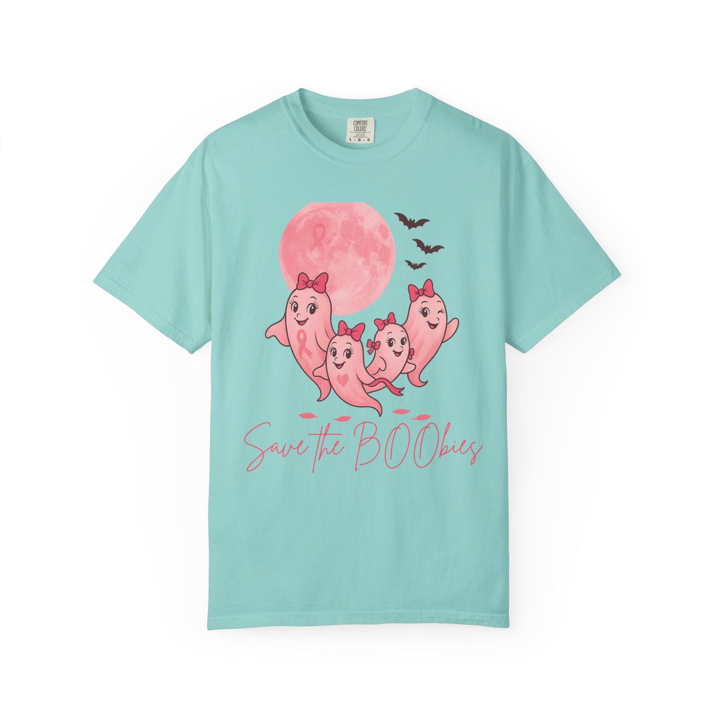 Save the BOObies Ghost Tee for Halloween, Funny Breast Cancer Awareness Shirt, Pink Ribbon, Halloween Vibes, Cancer Support Shirt