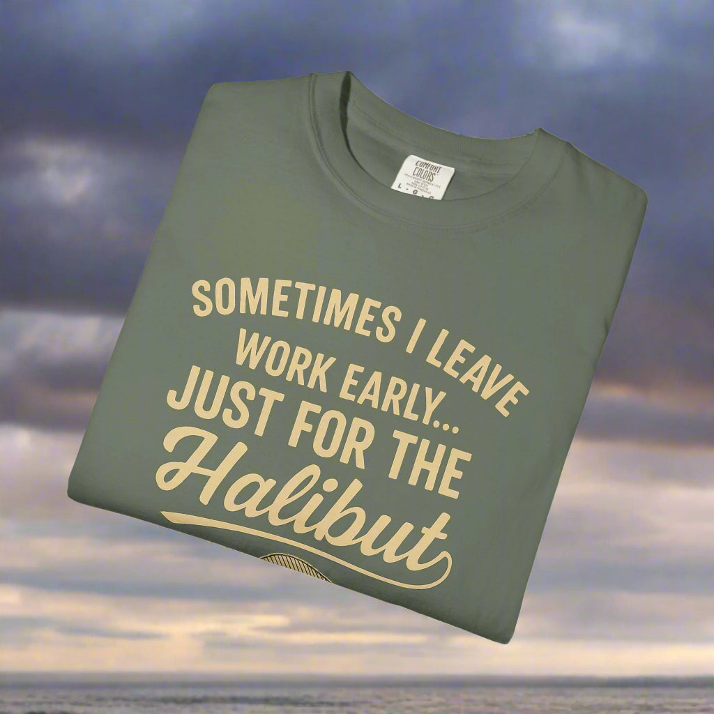 Funny Halibut Fishing Shirt | Sometimes I Leave Work Early Just for the Halibut | Fisherman Tee, Boating and Fishing Gift