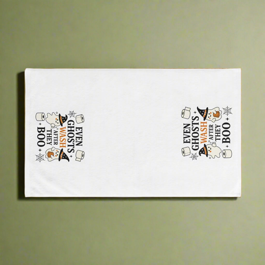 Even Ghosts Wash After They Boo Halloween Hand Towel, Funny Bathroom Ghost Decor, Spooky Cute Fall Towel, KO Home Collection, Potty Humor