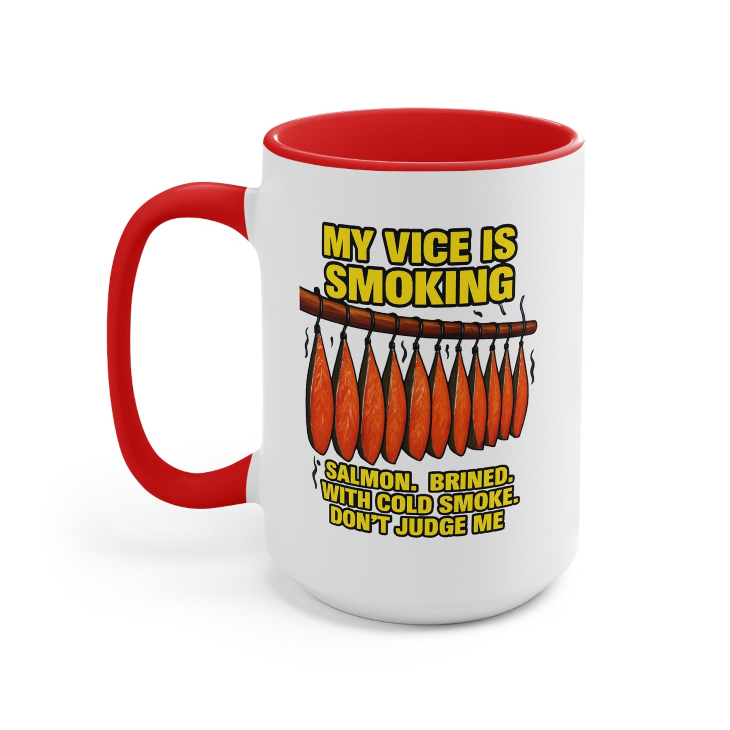 Dual Image Smoky Vice Accent Mugs, Fun Coffee Cup, Gift for Smokers, Kitchen Decor, Fishing Enthusiasts Mug, Quirky Drinkware Alaska Meme Series