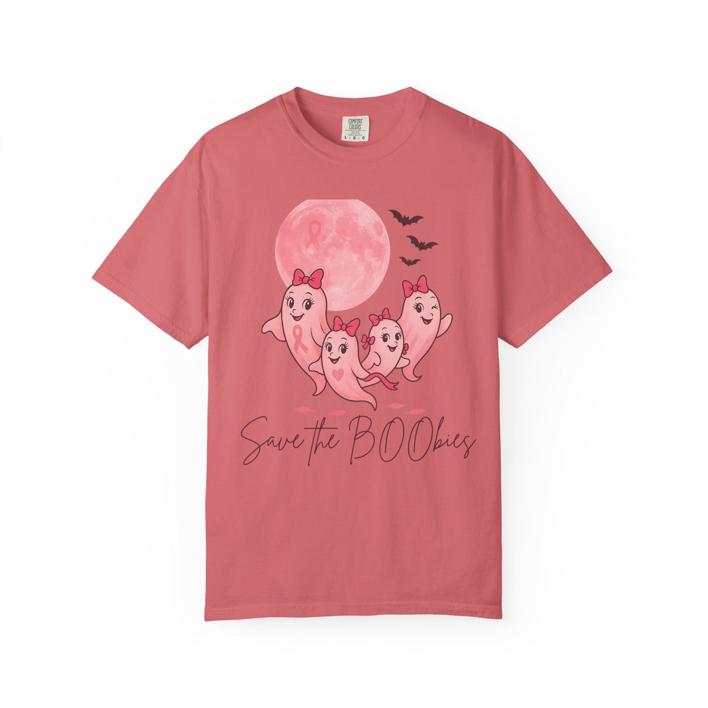 Save the BOObies Ghost Tee for Halloween, Funny Breast Cancer Awareness Shirt, Pink Ribbon, Halloween Vibes, Cancer Support Shirt