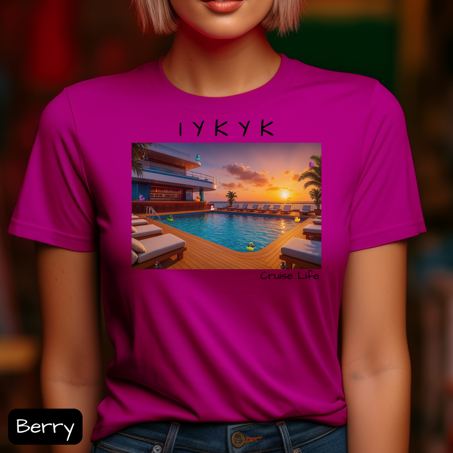 IYKYK Cruise Life Shirt with Hidden Ducks, Pool Deck, Funny Conversation Starter Tee for Travelers & Cruisers