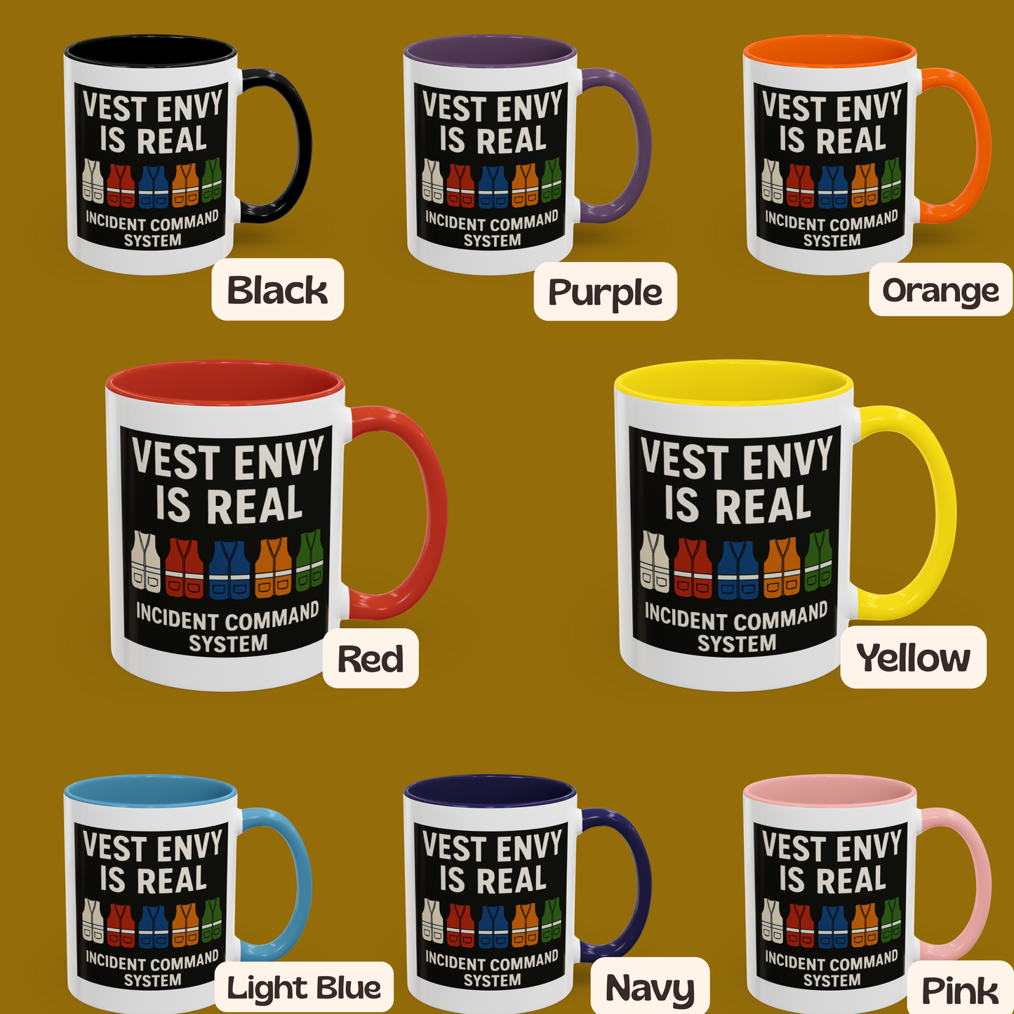 Vest Envy Is Real, Funny ICS Mug for Emergency Responders, Incident Command System Coffee Cup Gift, I.C.S.