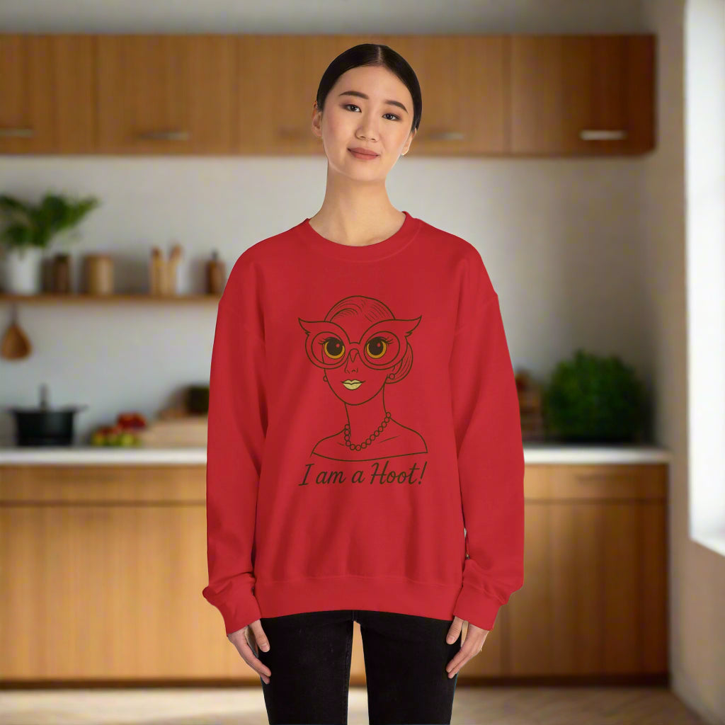 I Am a Hoot Sweatshirt | Funny Retro Owl Glasses Crewneck | Quirky Gift for Book Lovers, Teachers, Friends Feel Good