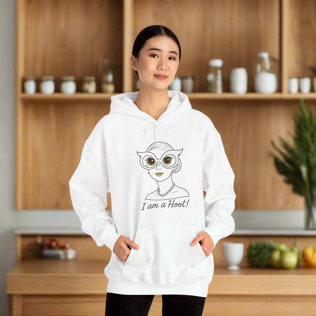 I Am a Hoot Hoodie | Funny Retro Owl Glasses Sweatshirt | Cozy Graphic Hoodie for Book Lovers and Teachers Feel Good