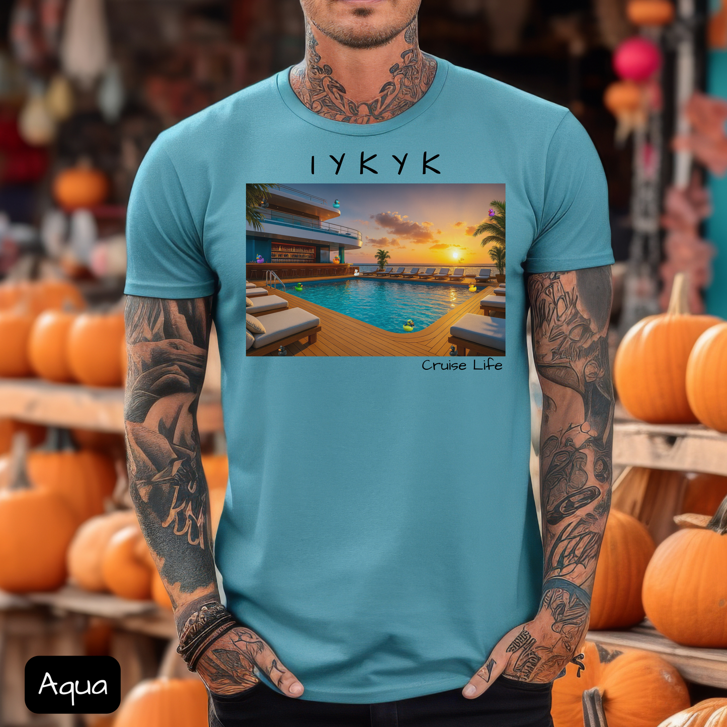 IYKYK Cruise Life Shirt with Hidden Ducks, Pool Deck, Funny Conversation Starter Tee for Travelers & Cruisers