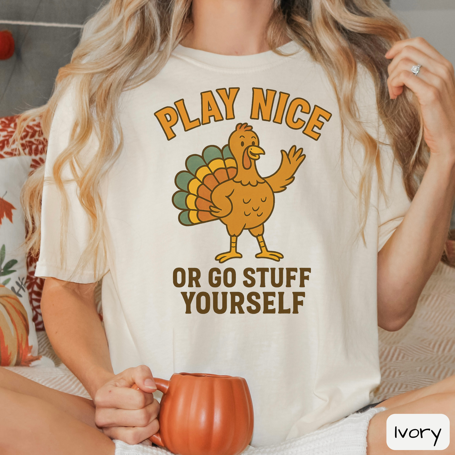 Play Nice Or Go Stuff Yourself Shirt – Funny Thanksgiving Tee for Adults, Trending T-Shirt