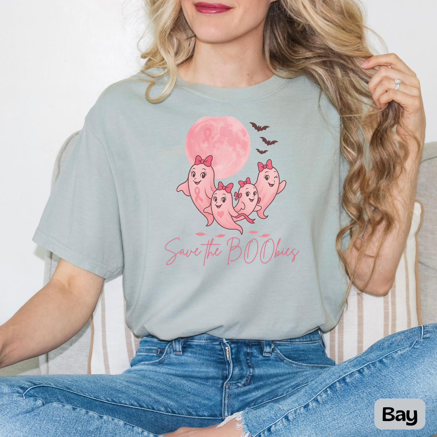 Save the BOObies Ghost Tee for Halloween, Funny Breast Cancer Awareness Shirt, Pink Ribbon, Halloween Vibes, Cancer Support Shirt
