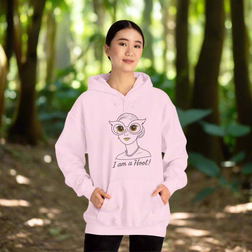 I Am a Hoot Hoodie | Funny Retro Owl Glasses Sweatshirt | Cozy Graphic Hoodie for Book Lovers and Teachers Feel Good