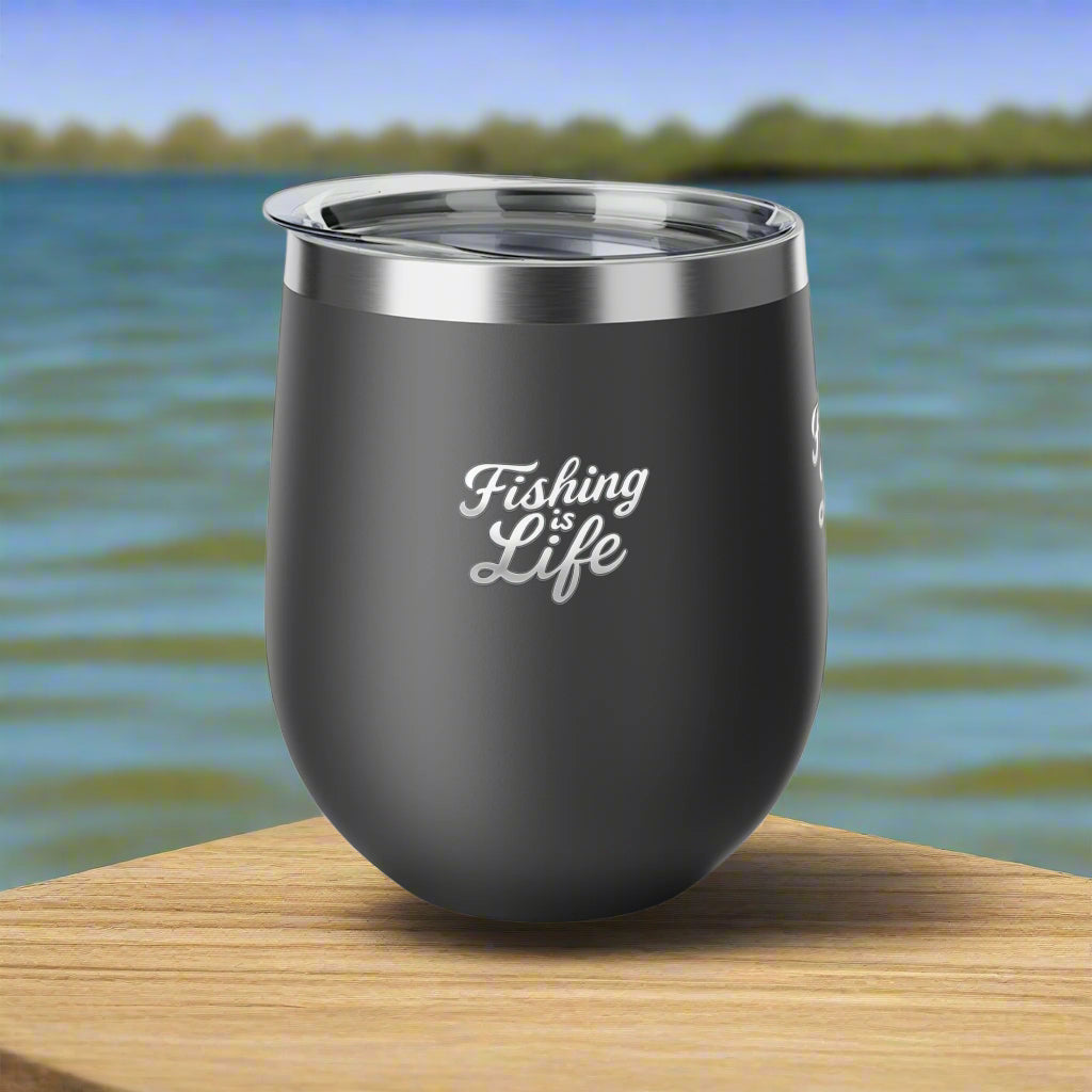 Fishing is Life Insulated Cup | Unique Fishing Gift, Outdoor Lover's Mug, Travel Cup, BPA-Free Drinkware, 12oz Coffee Cup, Wine Tumbler Fishing is Life