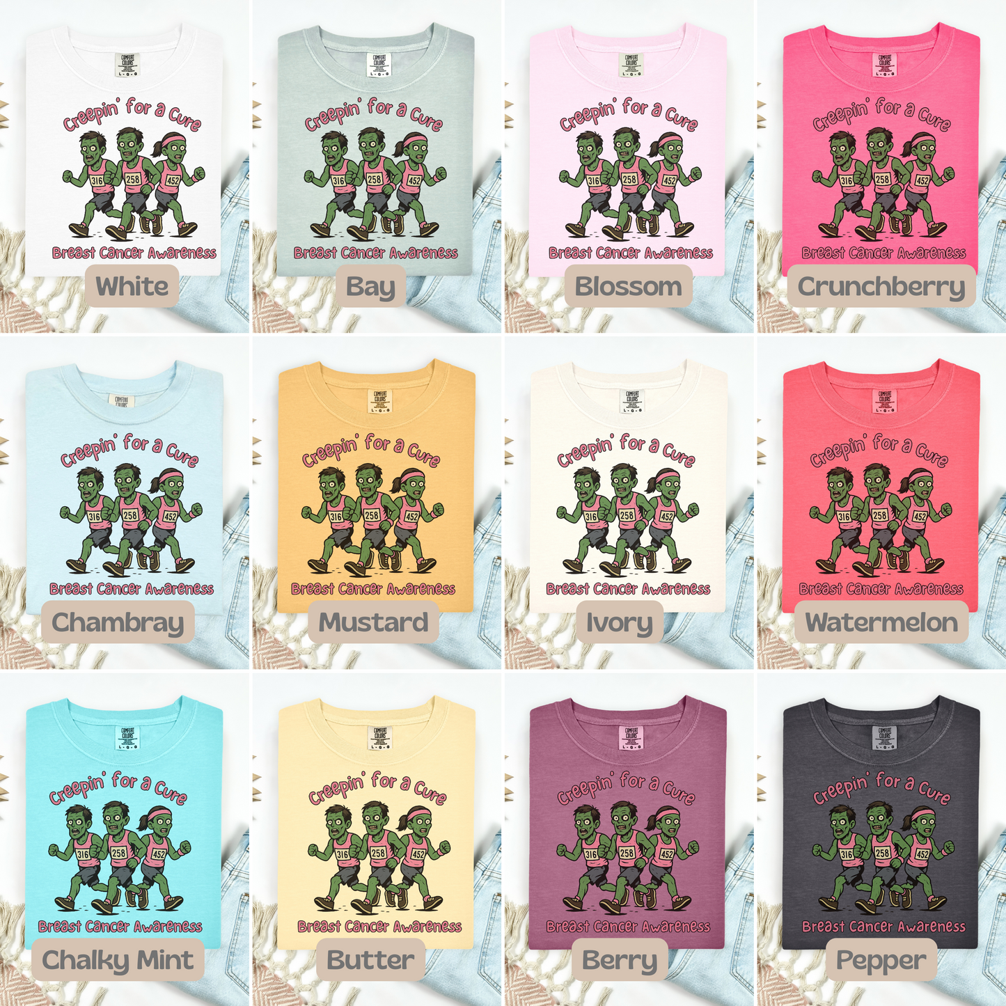 Breast Cancer Awareness Shirt for Runners, Creepin' for a Cure Race T-Shirt, Spooky October Run Shirt, Halloween Gift