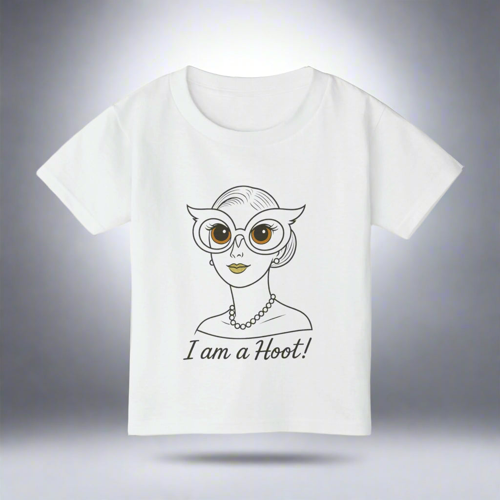 I Am a Hoot Kids Shirt | Funny Owl Glasses Youth Tee | Cute Retro Graphic Shirt for Book Lovers and Little Readers Feel Good