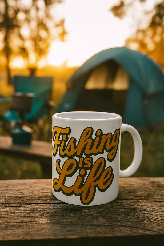 Fishing Is Life Coffee Mug – Perfect for Anglers, Unique Gift for Fishing Lovers, Campfire and Outdoor Adventures