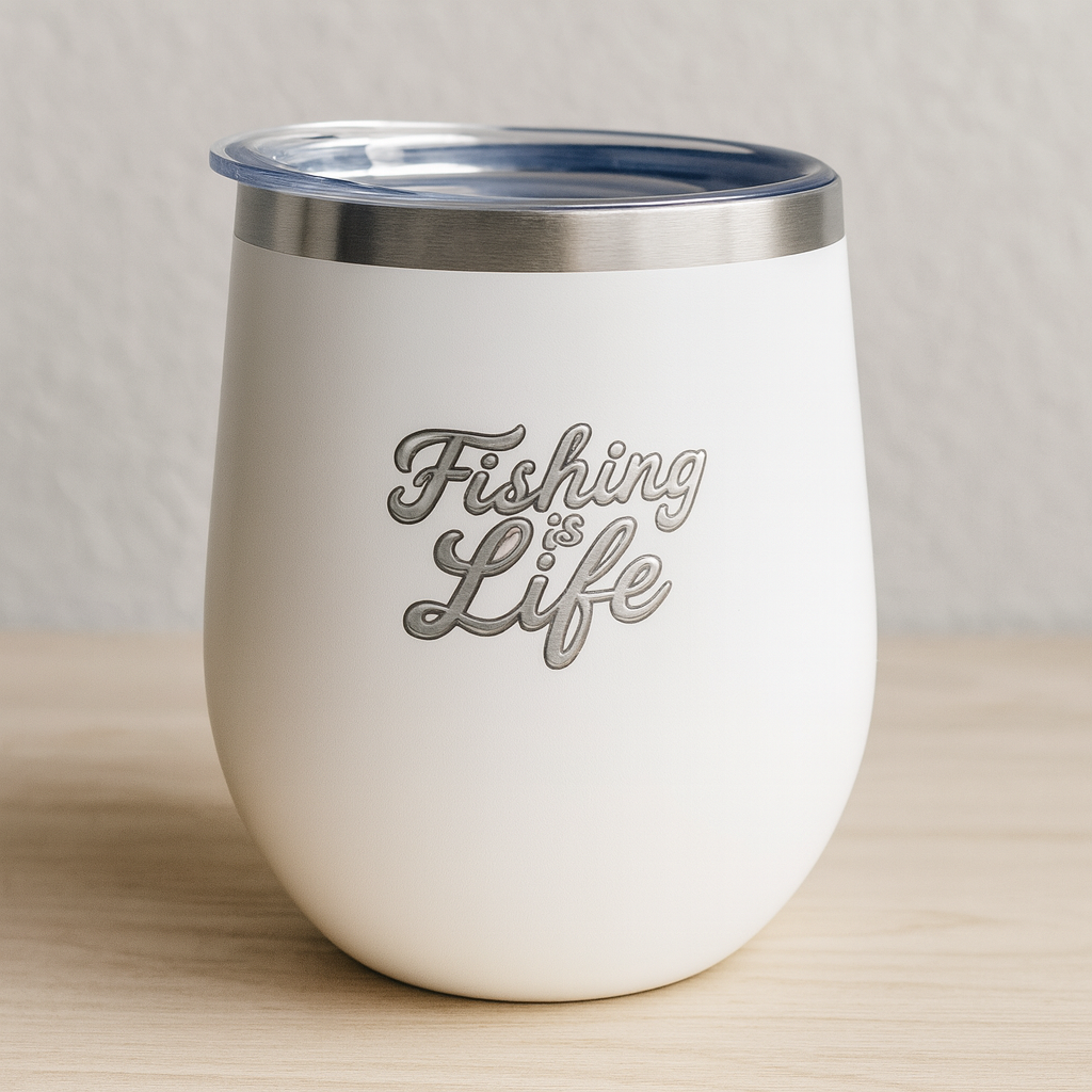 Fishing is Life Insulated Cup | Unique Fishing Gift, Outdoor Lover's Mug, Travel Cup, BPA-Free Drinkware, 12oz Coffee Cup, Wine Tumbler Fishing is Life