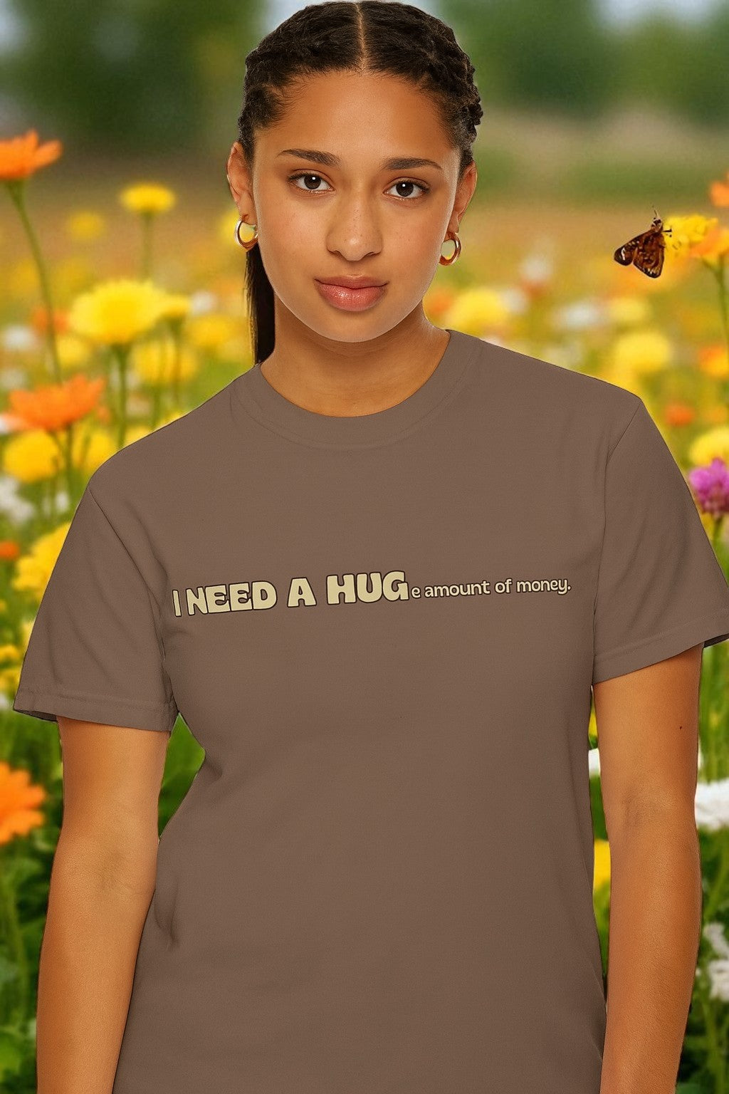 Hugs & Money, Funny T-shirt for adults, Sarcastic Graphic Tee, Perfect Gift for Hustlers & Introverts, Feel Good Tee