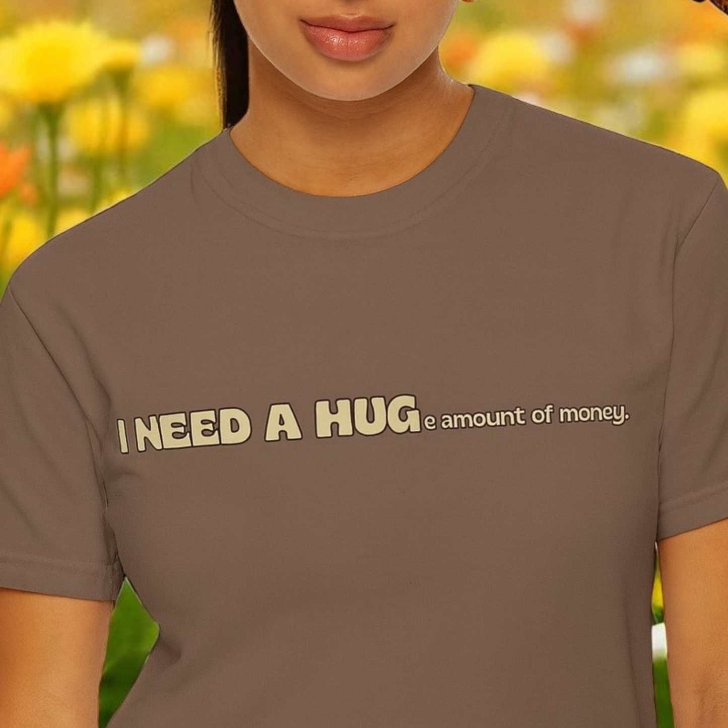 Hugs & Money, Funny T-shirt for adults, Sarcastic Graphic Tee, Perfect Gift for Hustlers & Introverts, Feel Good Tee