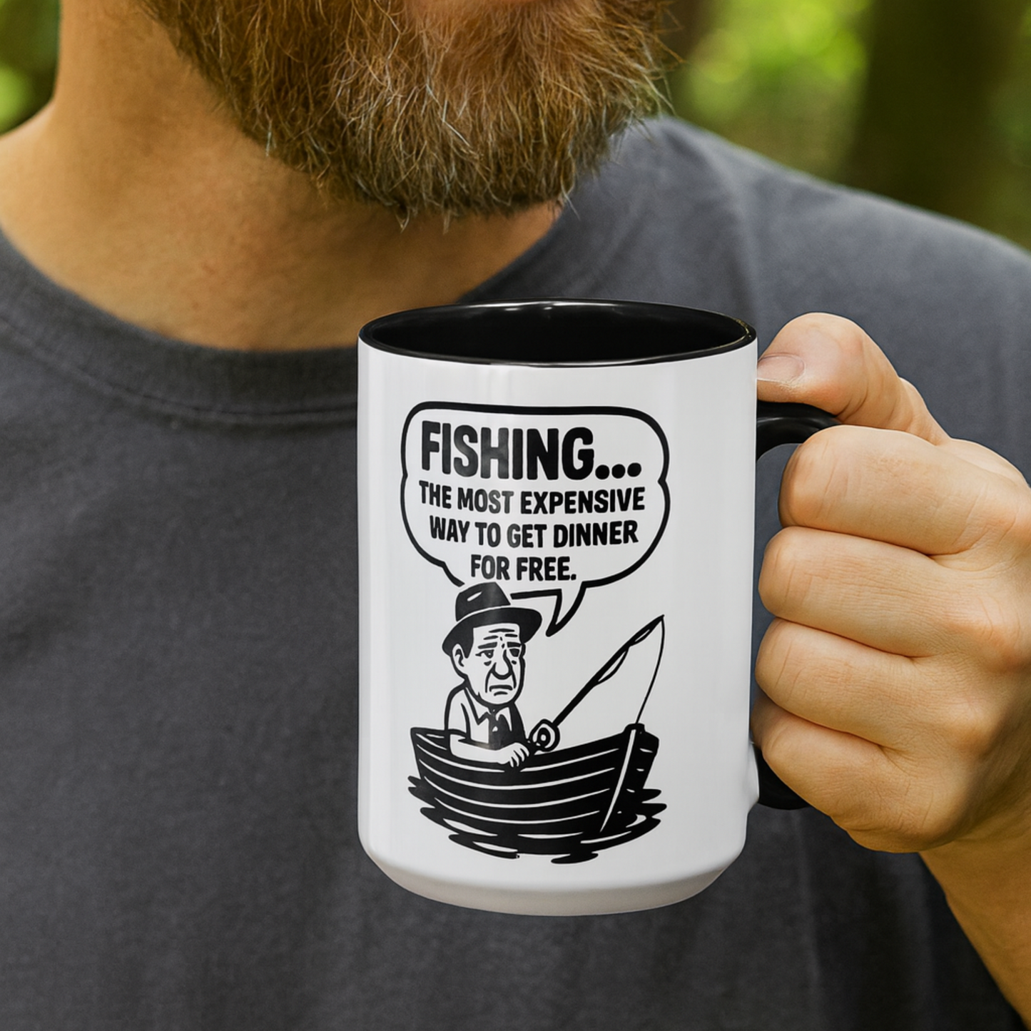 Humorous Fishing Mug - Perfect Gift for Anglers, Coffee Lovers, Father's Day, Unique Kitchen Decor, Fishing Quotes, Fishing is Life
